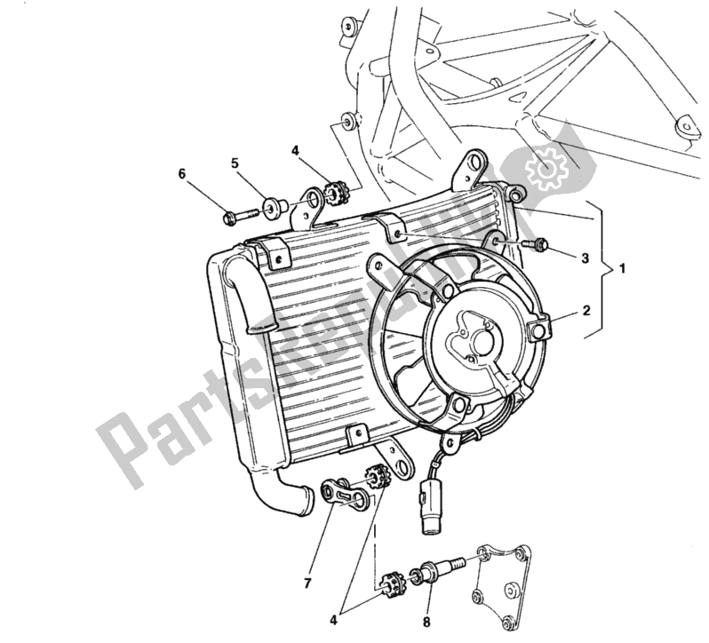 Tutte le parti per il Refrigeratore D'acqua del Ducati Superbike 916 Senna 1998